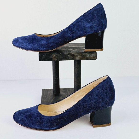 COLE HAAN Chelsea Suede Low-flared Heel Pump, Blazer Blue, Sz 5B D40576 - Picture 2 of 9